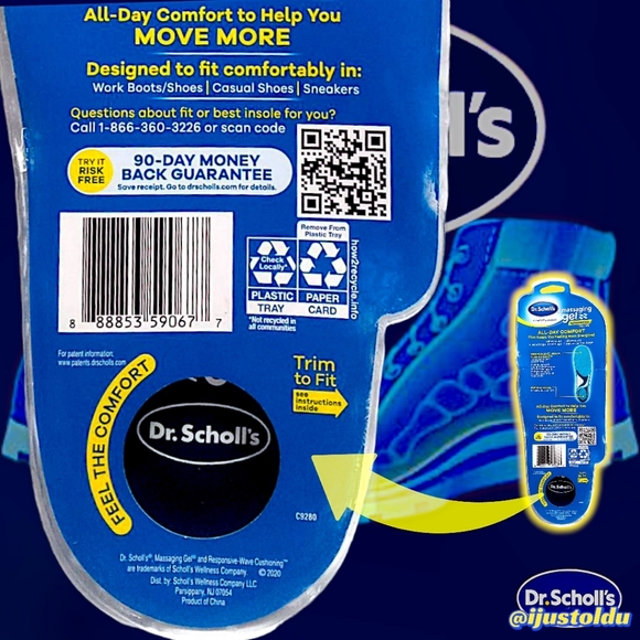 Dr. Scholl's Energizing Comfort Massaging Gel Advanced Insoles | Women Size 6-10 - Picture 7 of 12